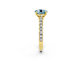 Yellow gold Round Cut Solitaire Diamond with Pavé Band and Four-Prong Setting_2