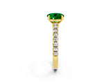 Yellow gold Round Cut Solitaire Diamond with Pavé Band and Four-Prong Setting_2