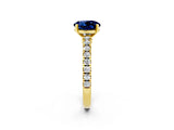 Yellow gold Round Cut Solitaire Diamond with Pavé Band and Four-Prong Setting_2