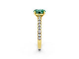 Yellow gold Round Cut Solitaire Diamond with Pavé Band and Four-Prong Setting_2