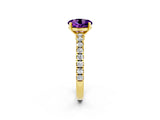 Yellow gold Round Cut Solitaire Diamond with Pavé Band and Four-Prong Setting_2