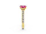 Yellow gold Round Cut Solitaire Diamond with Pavé Band and Four-Prong Setting_2