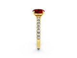 Yellow gold Round Cut Solitaire Diamond with Pavé Band and Four-Prong Setting_2