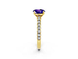 Yellow gold Round Cut Solitaire Diamond with Pavé Band and Four-Prong Setting_2
