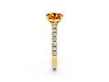 Yellow gold Round Cut Solitaire Diamond with Pavé Band and Four-Prong Setting_2