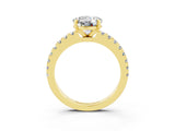 Yellow gold Round Cut Solitaire Diamond with Pavé Band and Four-Prong Setting_3