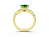 Yellow gold Round Cut Solitaire Diamond with Pavé Band and Four-Prong Setting_3