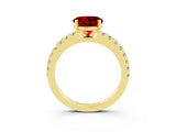 Yellow gold Round Cut Solitaire Diamond with Pavé Band and Four-Prong Setting_3