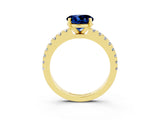Yellow gold Round Cut Solitaire Diamond with Pavé Band and Four-Prong Setting_3