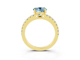 Yellow gold Round Cut Solitaire Diamond with Pavé Band and Four-Prong Setting_3