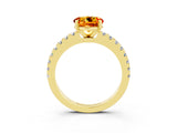 Yellow gold Round Cut Solitaire Diamond with Pavé Band and Four-Prong Setting_3