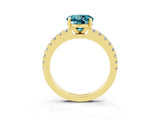 Yellow gold Round Cut Solitaire Diamond with Pavé Band and Four-Prong Setting_3