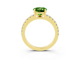 Yellow gold Round Cut Solitaire Diamond with Pavé Band and Four-Prong Setting_3