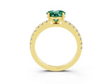 Yellow gold Round Cut Solitaire Diamond with Pavé Band and Four-Prong Setting_3