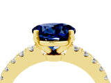 Yellow gold Round Cut Solitaire Diamond with Pavé Band and Four-Prong Setting_4