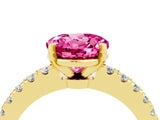 Yellow gold Round Cut Solitaire Diamond with Pavé Band and Four-Prong Setting_4
