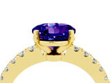 Yellow gold Round Cut Solitaire Diamond with Pavé Band and Four-Prong Setting_4