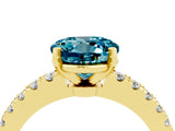 Yellow gold Round Cut Solitaire Diamond with Pavé Band and Four-Prong Setting_4