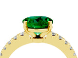 Yellow gold Round Cut Solitaire Diamond with Pavé Band and Four-Prong Setting_4
