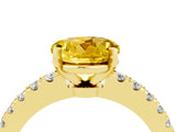 Yellow gold Round Cut Solitaire Diamond with Pavé Band and Four-Prong Setting_4