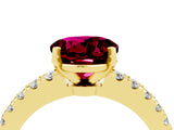 Yellow gold Round Cut Solitaire Diamond with Pavé Band and Four-Prong Setting_4