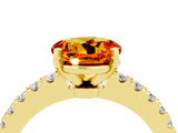 Yellow gold Round Cut Solitaire Diamond with Pavé Band and Four-Prong Setting_4