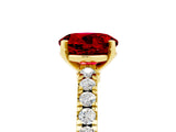 Yellow gold Round Cut Solitaire Diamond with Pavé Band and Four-Prong Setting_5