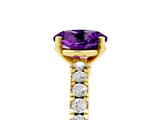 Yellow gold Round Cut Solitaire Diamond with Pavé Band and Four-Prong Setting_5