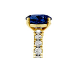 Yellow gold Round Cut Solitaire Diamond with Pavé Band and Four-Prong Setting_5