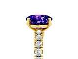 Yellow gold Round Cut Solitaire Diamond with Pavé Band and Four-Prong Setting_5