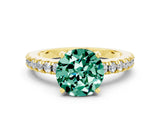 Yellow gold Round Cut Solitaire Diamond with Pavé Band and Four-Prong Setting