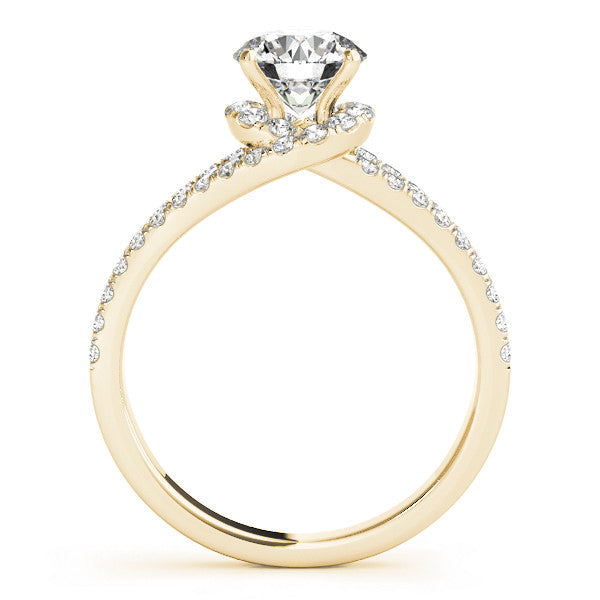 Yellow gold Round Cut Solitaire Diamond with Pavé Twist Band and Four-Prong Setting 2