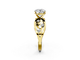 Yellow gold Round Cut Solitaire Diamond with Side Stones on Criss-Cross Band and Four-Prong Setting_27