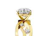 Yellow gold Round Cut Solitaire Diamond with Side Stones on Criss-Cross Band and Four-Prong Setting_30