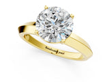 Yellow gold Round Cut Solitaire Engagement Ring with Flat Band and Four-Prong Setting 1