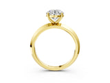 Yellow gold Round Cut Solitaire Engagement Ring with Flat Band and Four-Prong Setting 3