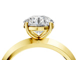 Yellow gold Round Cut Solitaire Engagement Ring with Flat Band and Four-Prong Setting 4