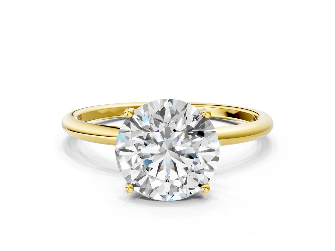 Yellow gold Round Cut Solitaire Engagement Ring with Thin Band and Four-Prong Setting_3