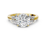 Yellow gold Round Cut Solitaire Floral Diamond Ring with Four-Prong Setting_37