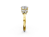 Yellow gold Round Cut Solitaire Floral Diamond Ring with Four-Prong Setting_39