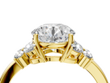 Yellow gold Round Cut Solitaire Floral Diamond Ring with Four-Prong Setting_41