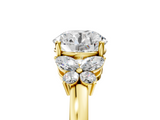 Yellow gold Round Cut Solitaire Floral Diamond Ring with Four-Prong Setting_42
