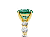 Yellow gold Round Cut Solitaire Green Sapphire Ring with Pave Band and Four-Prong Setting_5