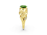 Yellow gold Round Cut Solitaire Leaf-Inspired Engagement Ring with Prong Setting_2