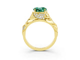 Yellow gold Round Cut Solitaire Leaf-Inspired Engagement Ring with Prong Setting_3