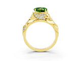 Yellow gold Round Cut Solitaire Leaf-Inspired Engagement Ring with Prong Setting_3