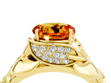 Yellow gold Round Cut Solitaire Leaf-Inspired Engagement Ring with Prong Setting_4