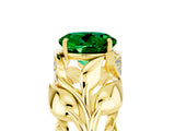 Yellow gold Round Cut Solitaire Leaf-Inspired Engagement Ring with Prong Setting_5