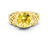 Yellow gold Round Cut Solitaire Leaf-Inspired Engagement Ring with Prong Setting