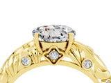 Yellow gold Round Cut Solitaire Moissanite Leaf-Inspired Vine Band Ring with Prong Setting_4